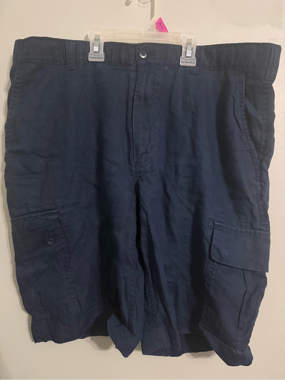 Daniel Cremieux Navy Blue 100% Linen Cargo Shorts
